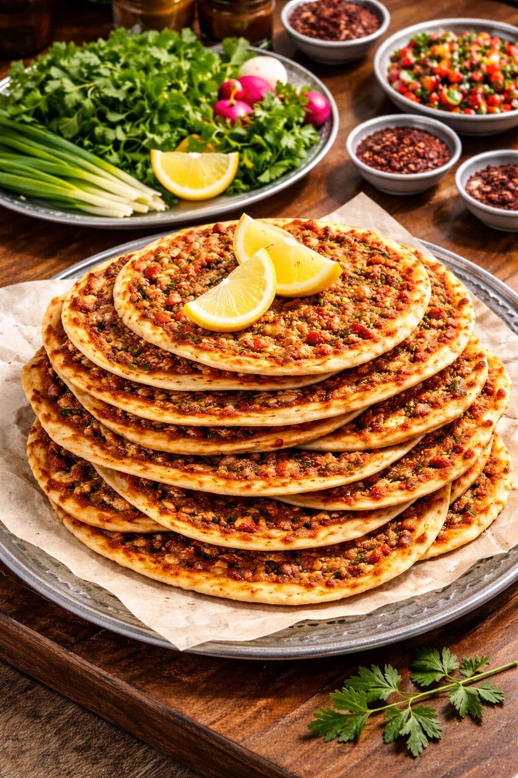 Küçük boy fındık lahmacun servisi