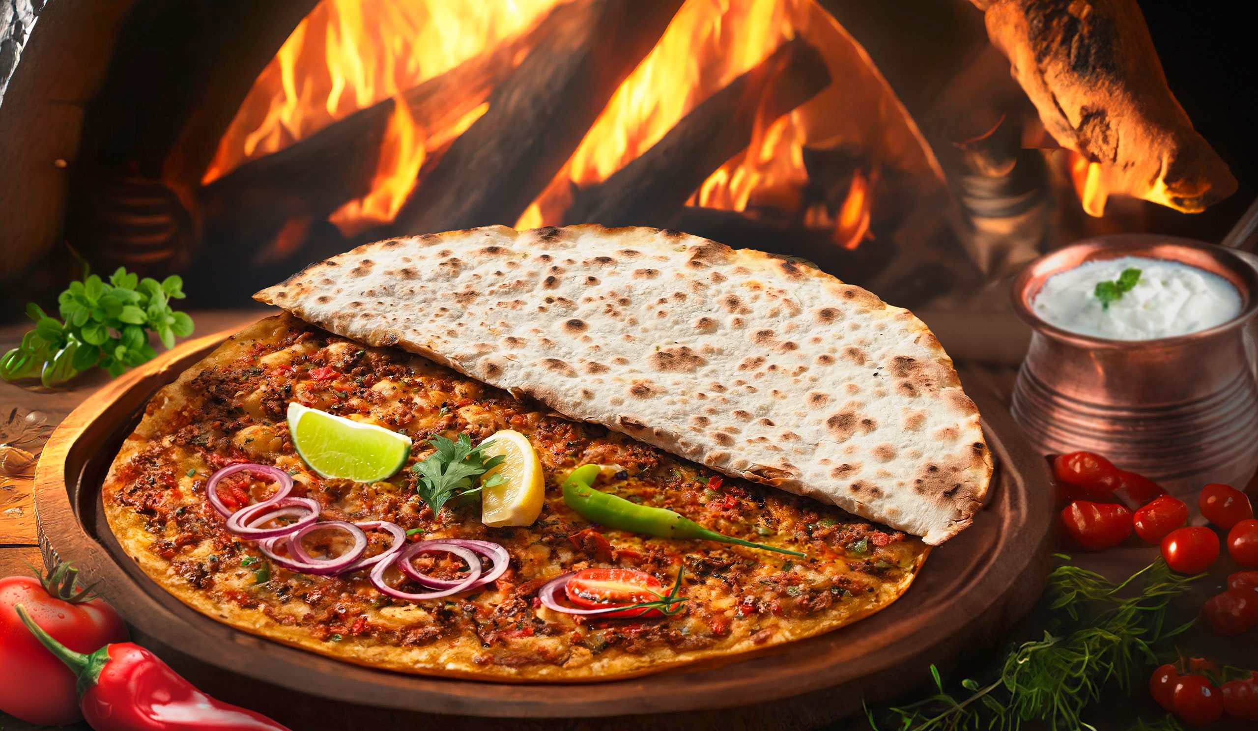Özel malzemelerle hazırlanmış lahmacun